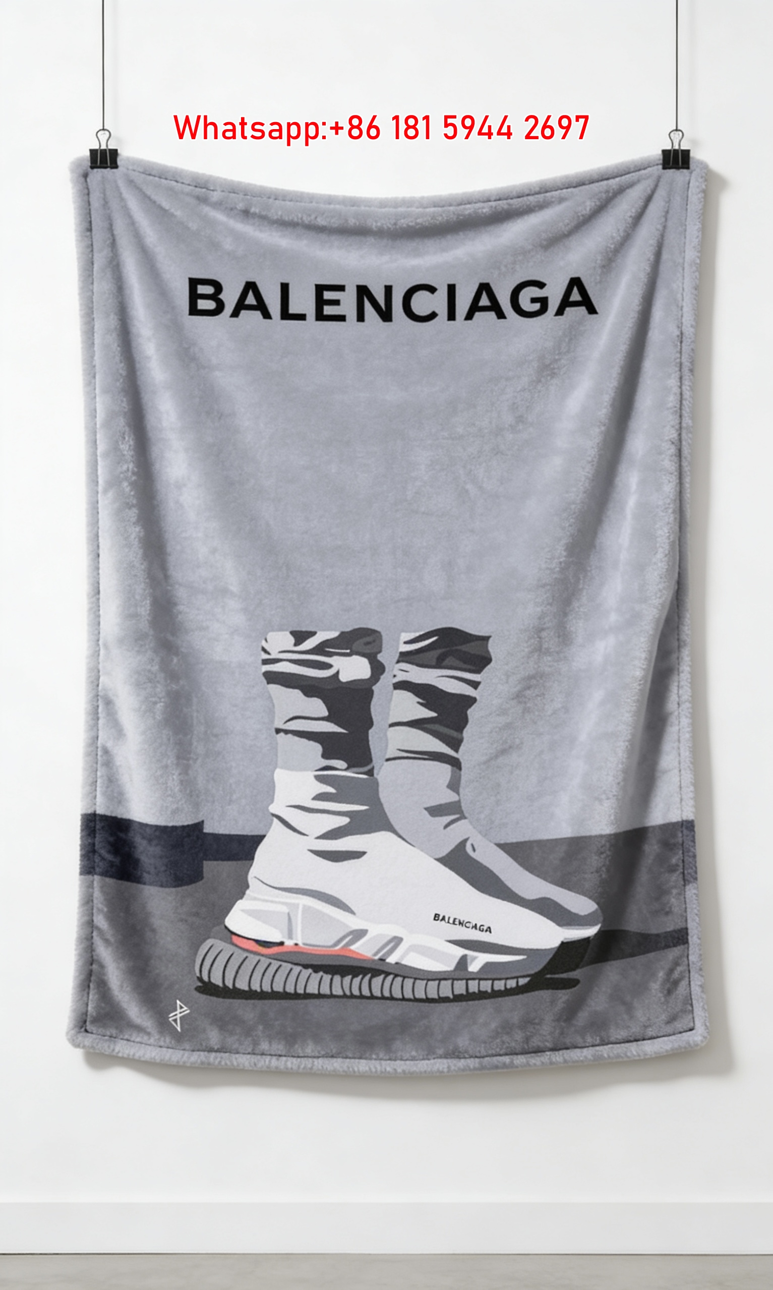 Balenciaga Boot Flannel Sofa Throw Blanket Luxury Brand Cover BA004